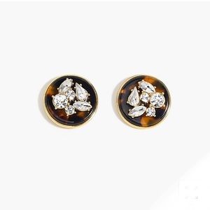 NWT J. Crew Crystal tortoise disc stud earrings